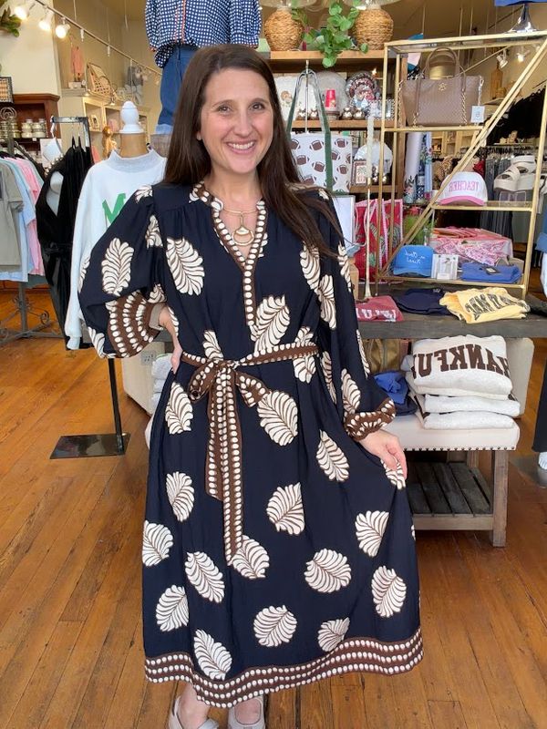 Abstract Border Print Midi