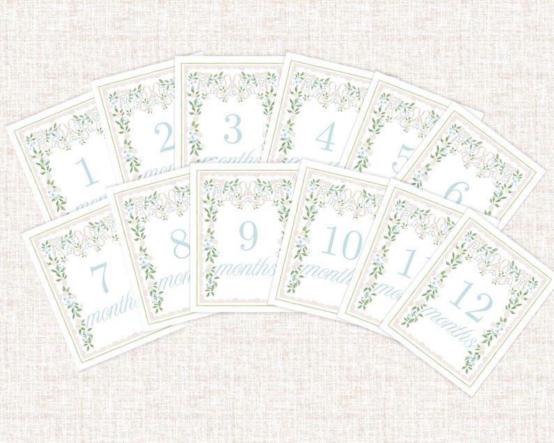 Watercolor Monthly Milestone Card Set