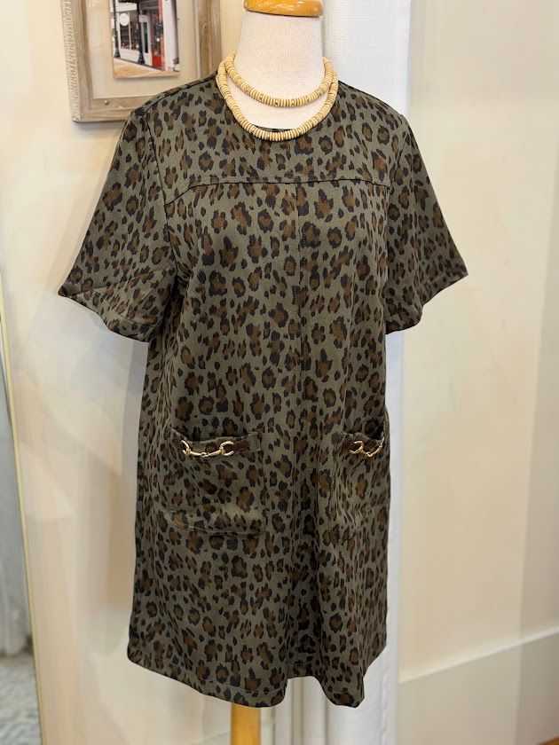 Leopard Dress w Horsebit Detail