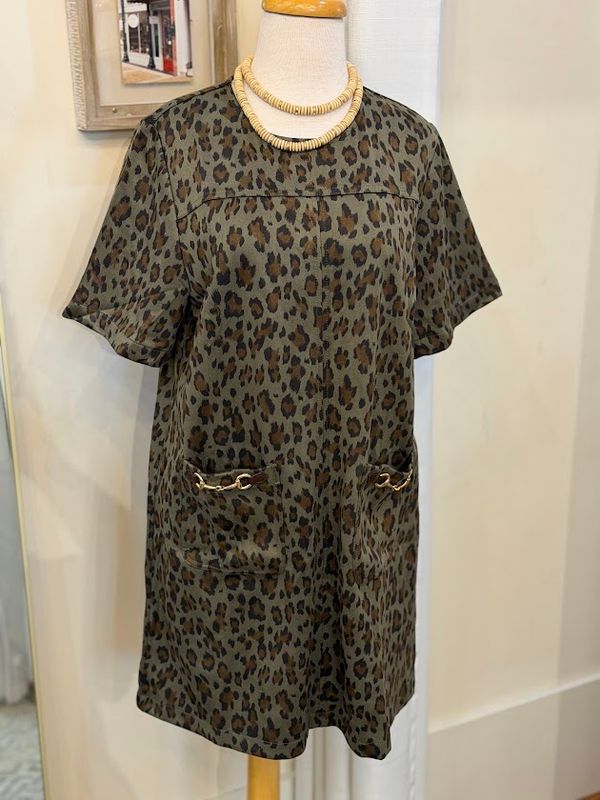 Leopard Dress w Horsebit Detail