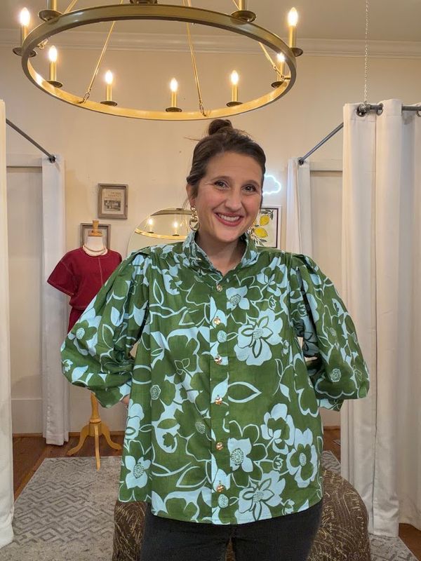 Floral Blouse w Puff Sleeve