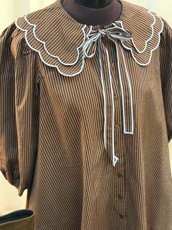 Scallop Peter Pan Collar Stripe Dress