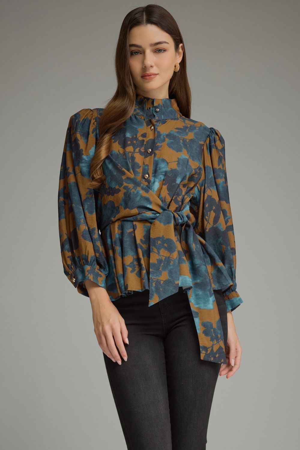 Side Tie Peplum Blouse
