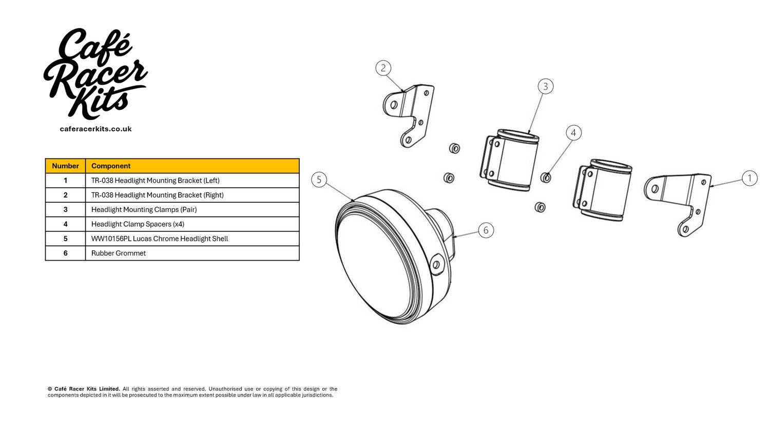 T300 - Headlight Relocation Pack (Café Racer) T300 - Headlight Relocation Pack (Café Racer)