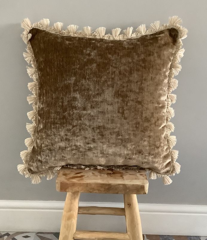 Brown Crushed Velvet with Fringing