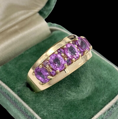 Classy Pink Sapphire And 18k Gold Channel Ring