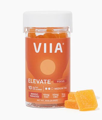 VIIA Elevate Focus Sativa 10mg THC/ 40mg CBG/ 5mg CBD 12 Count Mango Paradise