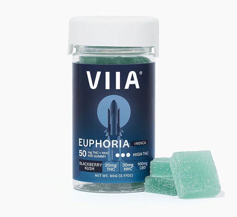 VIIA Indica Euphoria Gummy 20mg THC/ 30mg HHC/ 20mg CBG 12 Count BlackBerry Kush