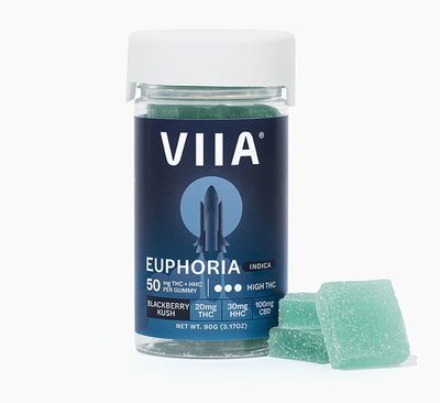VIIA Indica Euphoria Gummy 20mg THC/ 30mg HHC/ 20mg CBG 12 Count BlackBerry Kush