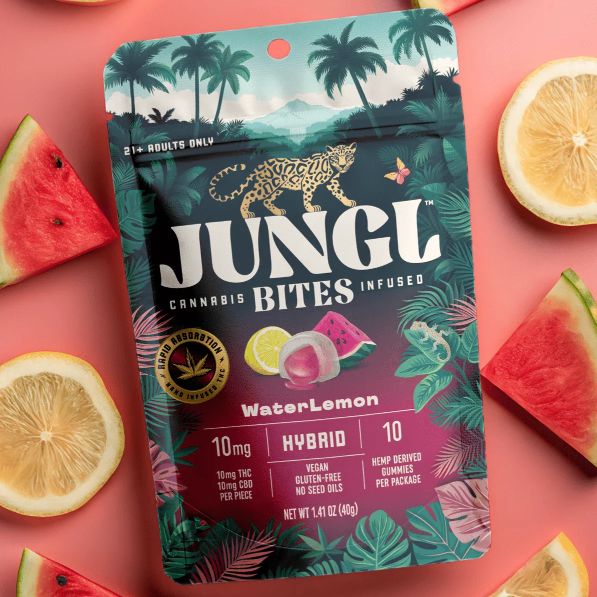 Jungle Bites Hybrid WaterLemon Gushers 10mg THC-10mg CBD -10 Pack