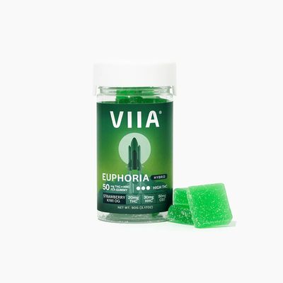 VIIA Euphoria Hybrid Gummy 20mg THC 30mg HHC 50mg CBD 12 Count Strawberry Kiwi