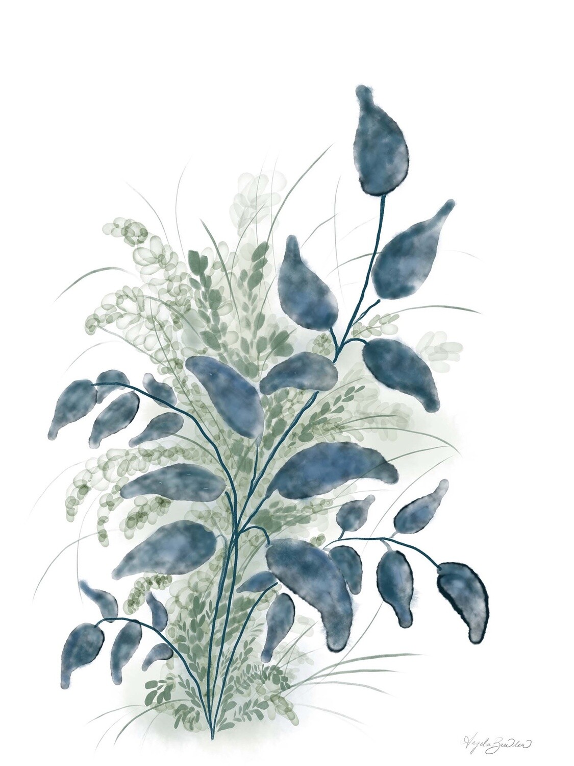 Sage &amp; Dusty Blue Botanicals 18X24&quot; art print