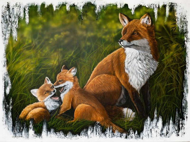 Joyful Play Under Mother&#39;s watch -48X36&quot; Original