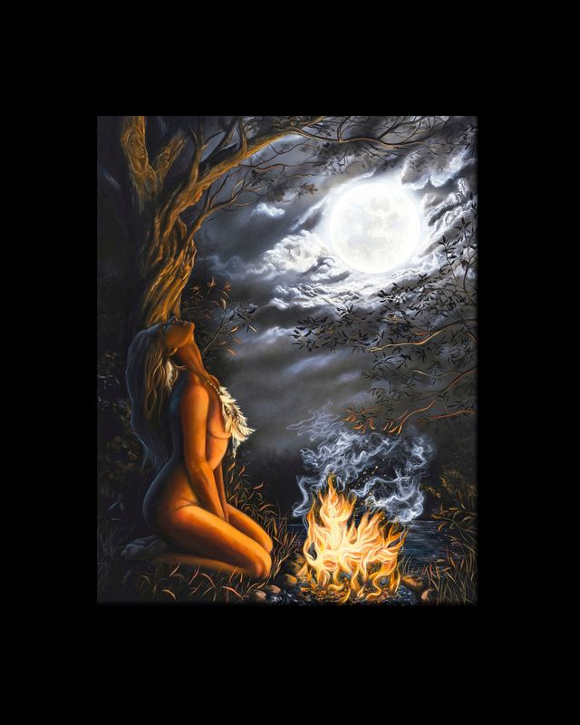 Moon Goddess Art print 11X14&quot; in 16X20&quot; mat