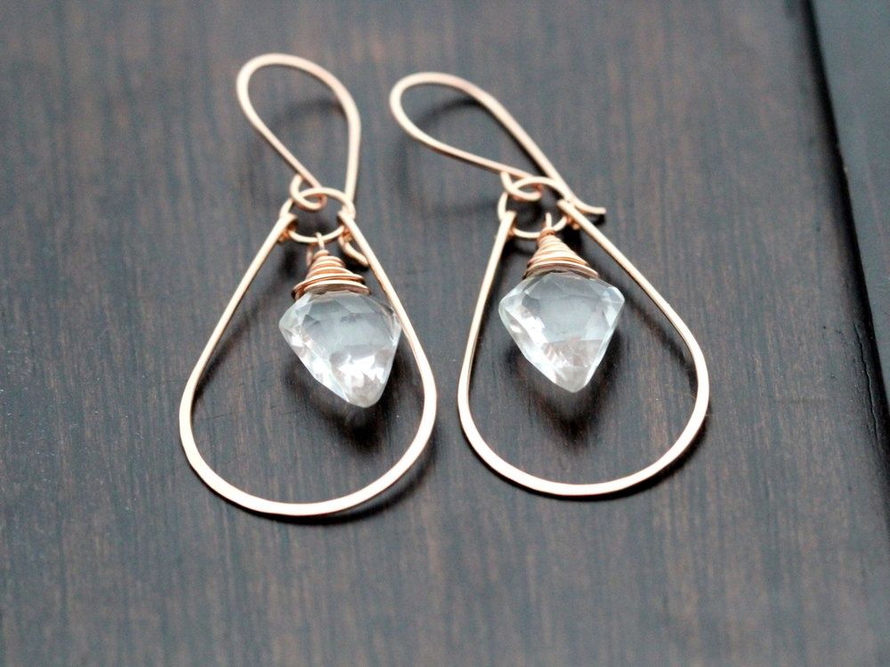 Arrow Hoops - Crystal Quartz Earrings