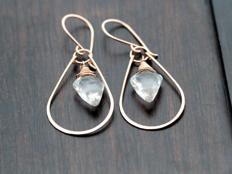 Arrow Hoops - Crystal Quartz Earrings
