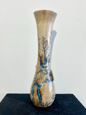 Vase- 17.5&quot; Maple and glow Resin by Turned and Burned.
