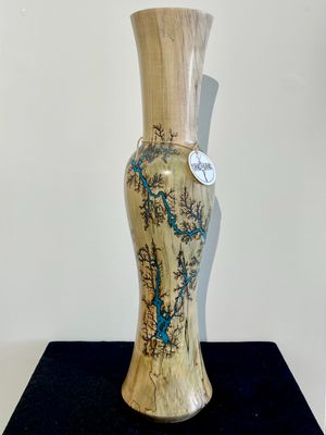 Vase-21.5&quot;  Maple and glow Resin by Turned and Burned
