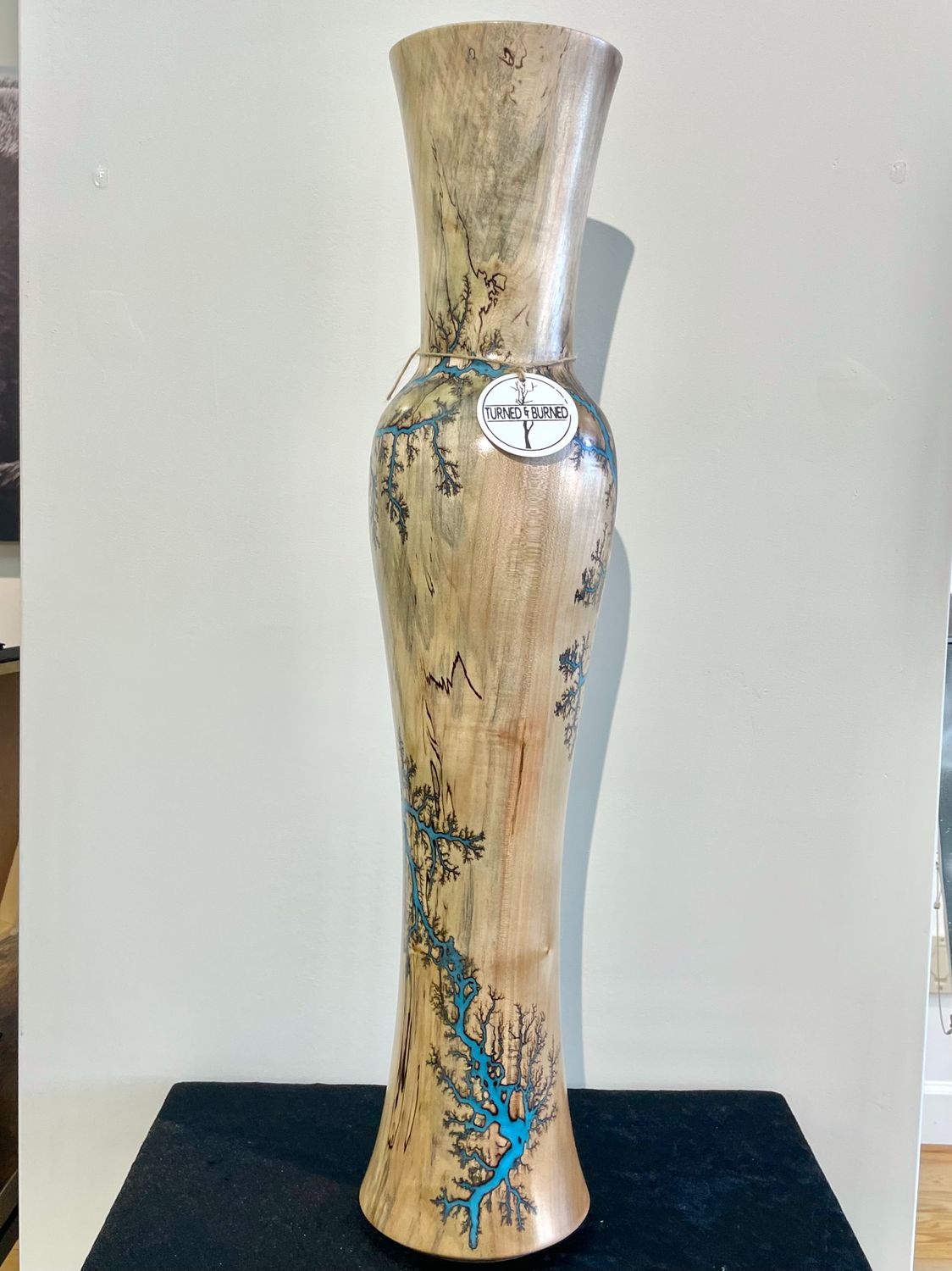 Vase- 24.5&quot; Maple and glow Resin by Turned and Burned