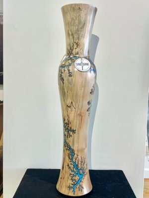 Vase- 24.5&quot; Maple and glow Resin by Turned and Burned