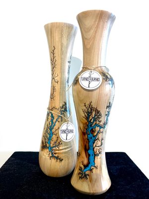 Vase- 16&quot; Maple and glow Resin by Turned and Burned.