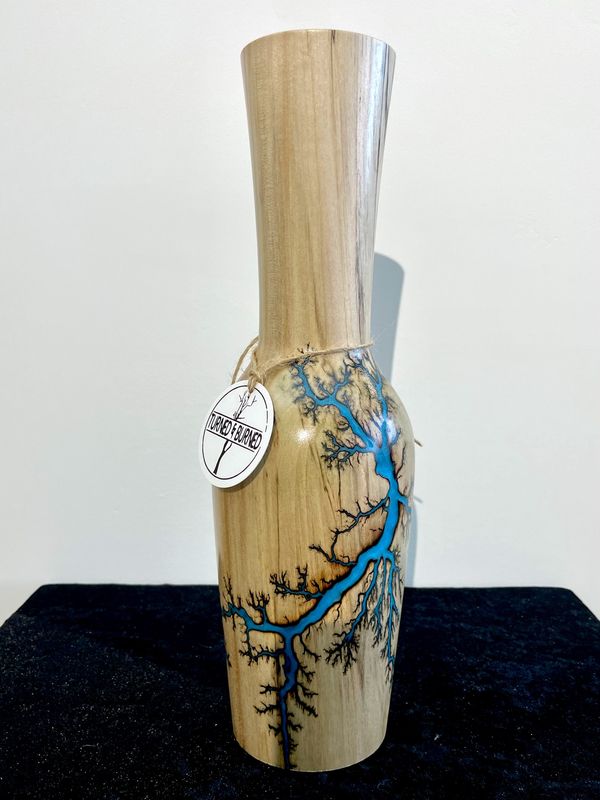 Vase- 14.5&quot; Maple and glow Resin by Turned and Burned