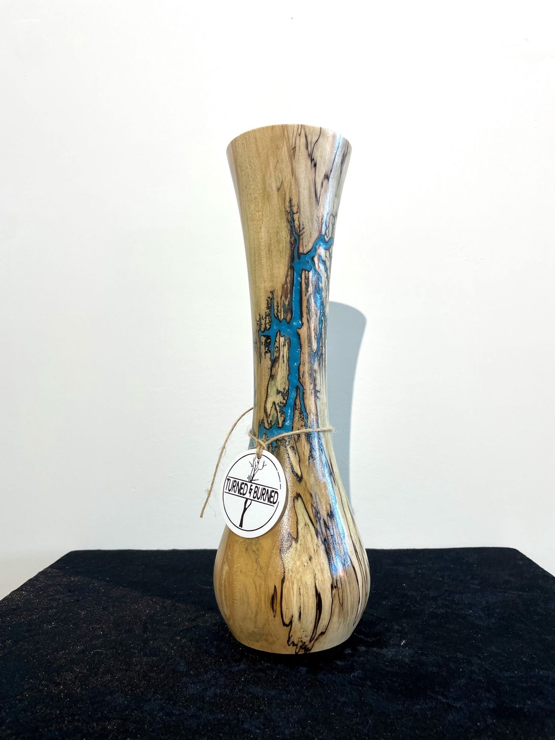 Vase- 11.75&quot; Maple and glow Resin by Turned and Burned