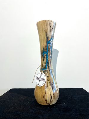 Vase- 11.75&quot; Maple and glow Resin by Turned and Burned
