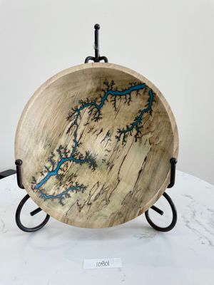 Bowl- 7.5&quot; Maple and glow Resin by Turned and Burned