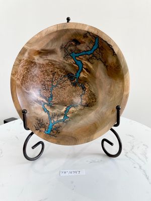 Bowl- 7.75&quot; Maple and glow Resin by Turned and Burned