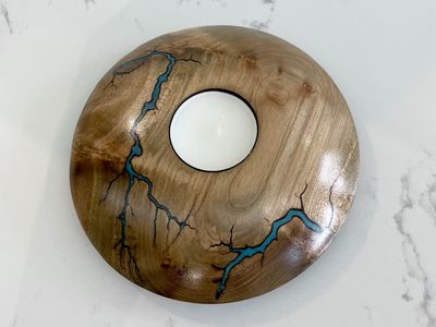 Tealight Candle Holder-Maple and Resin by Turned and Burned