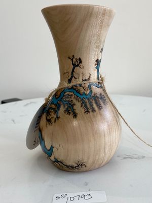 Vase- 5.5&quot; Maple and glow Resin by Turned and Burned
