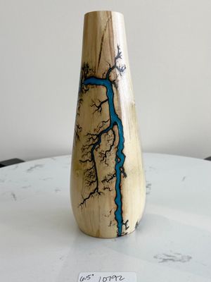 Vase- 6.5&quot; Box Elder and glow Resin by Turned and Burned