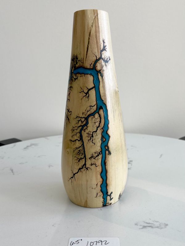 Vase- 6.5&quot; Box Elder and glow Resin by Turned and Burned