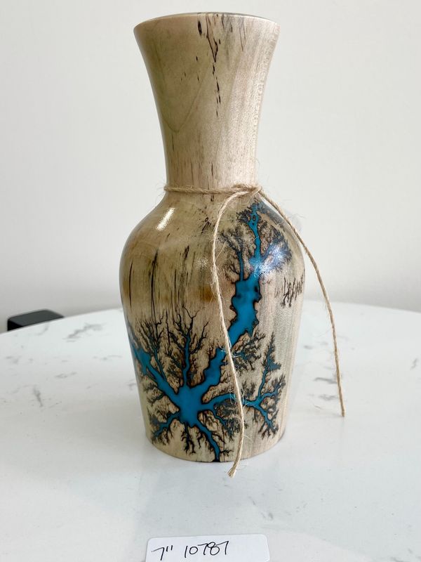 Vase- 7&quot; Maple and glow Resin by Turned and Burned