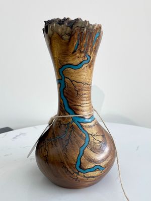Vase- 7.5&quot; Mulberry and glow resin by Turned and Burned