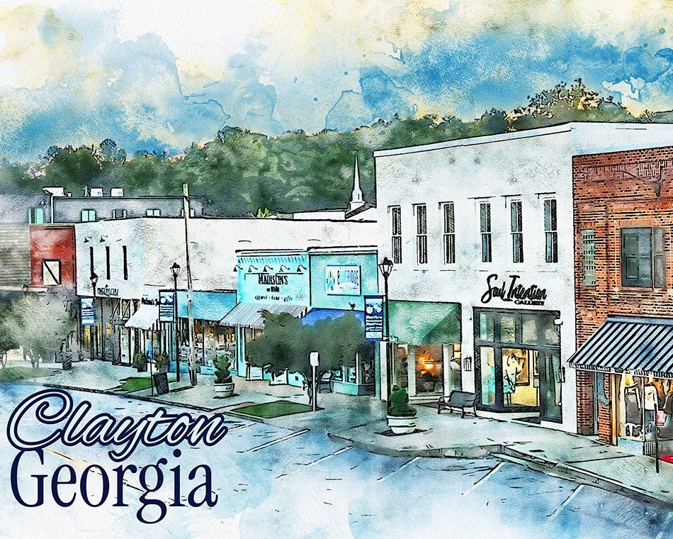 Main Street In Downtown Clayton 1-Art Print, Size: 8X10&quot; no mat-With words