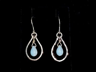 Light Blue Gemstone Earrings-sterling silver