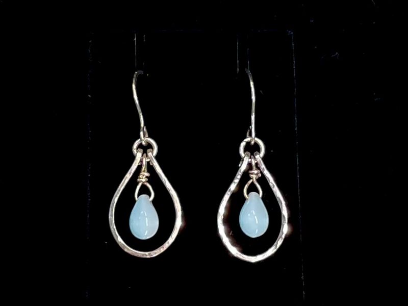 Light Blue Gemstone Earrings-sterling silver