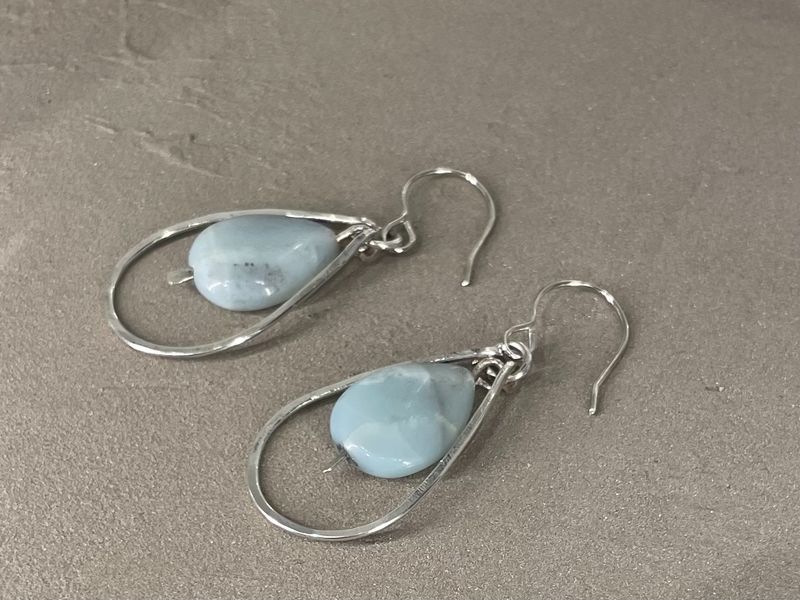 Teardrop Amazonite stone Sterling Silver Earrings