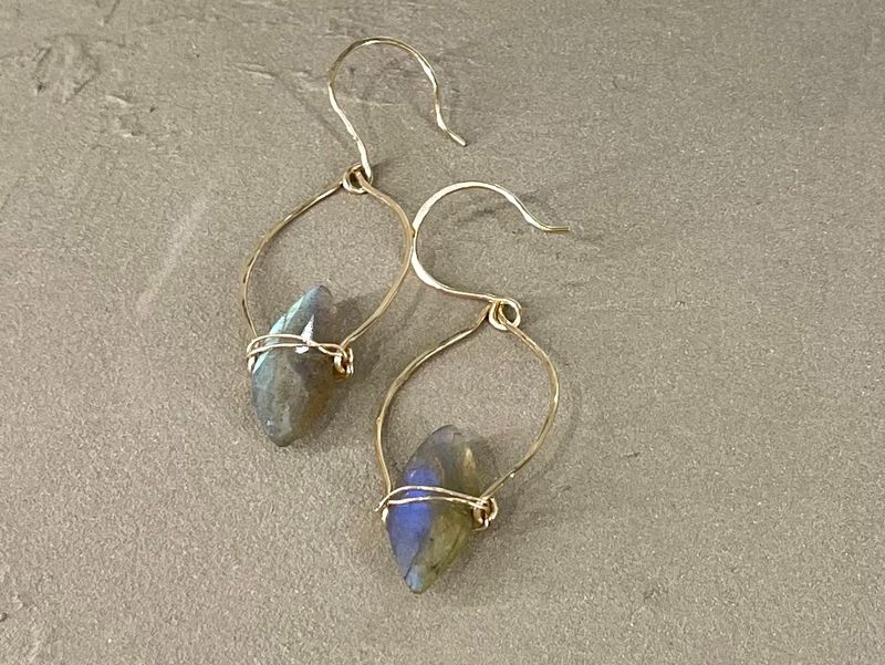 Dagger Drop Earrings-labradorite