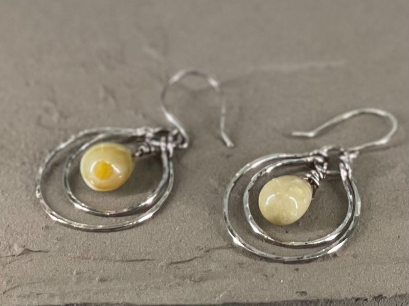 Double loop Jasper Earrings- Sterling Silver