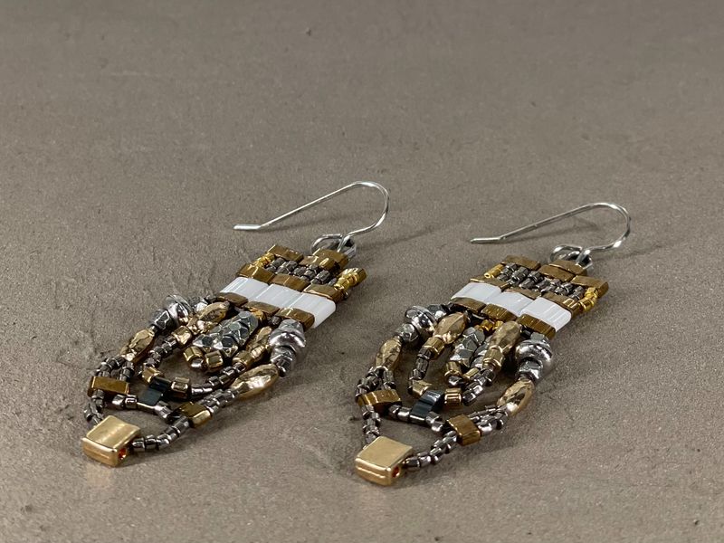 Tila Bead Earrings- Sterling Silver