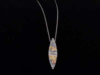Glitch-Necklace, SS, 18K gold, 14K gold, Umba sapphire
