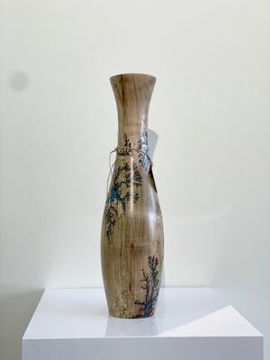 “Vase- 15.5&quot; Maple and glow Resin by Turned and Burned