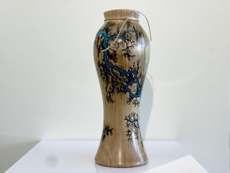 “Vase-11.5&quot; Maple and glow Resin by Turned and Burned”