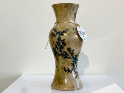 “Vase-10&quot; Maple and glow Resin by Turned and Burned”