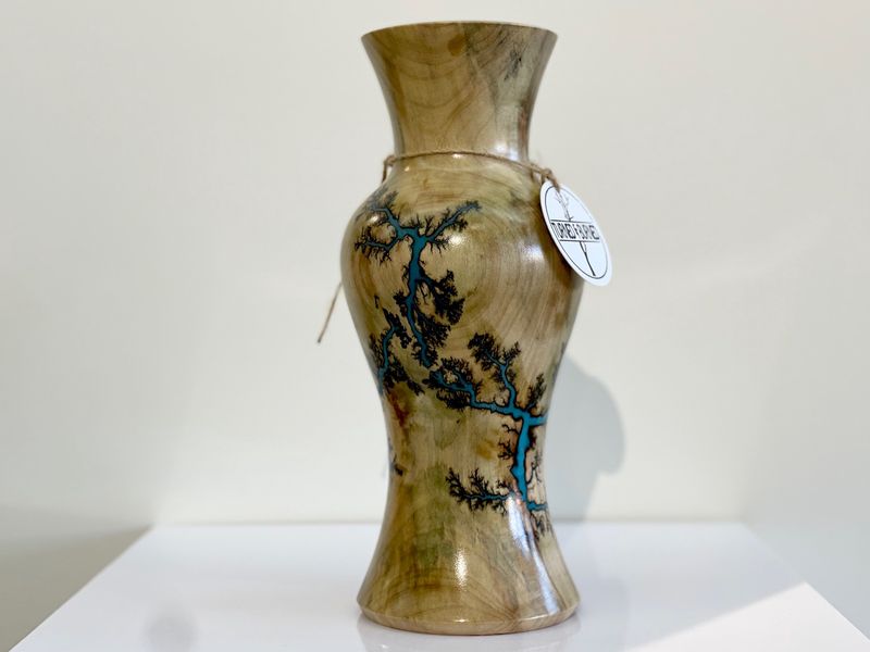 “Vase-10&quot; Maple and glow Resin by Turned and Burned”
