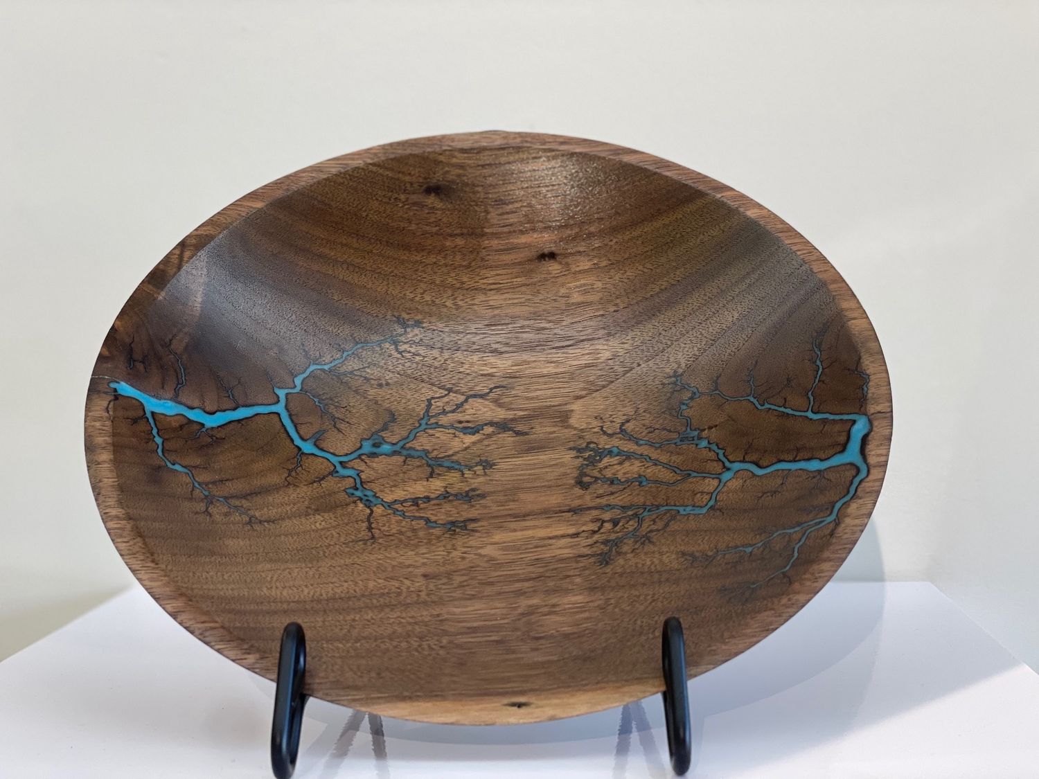 “Bowl- 9.75&#39;&#39;Black Walnut and glow Resin by Turned and Burned”