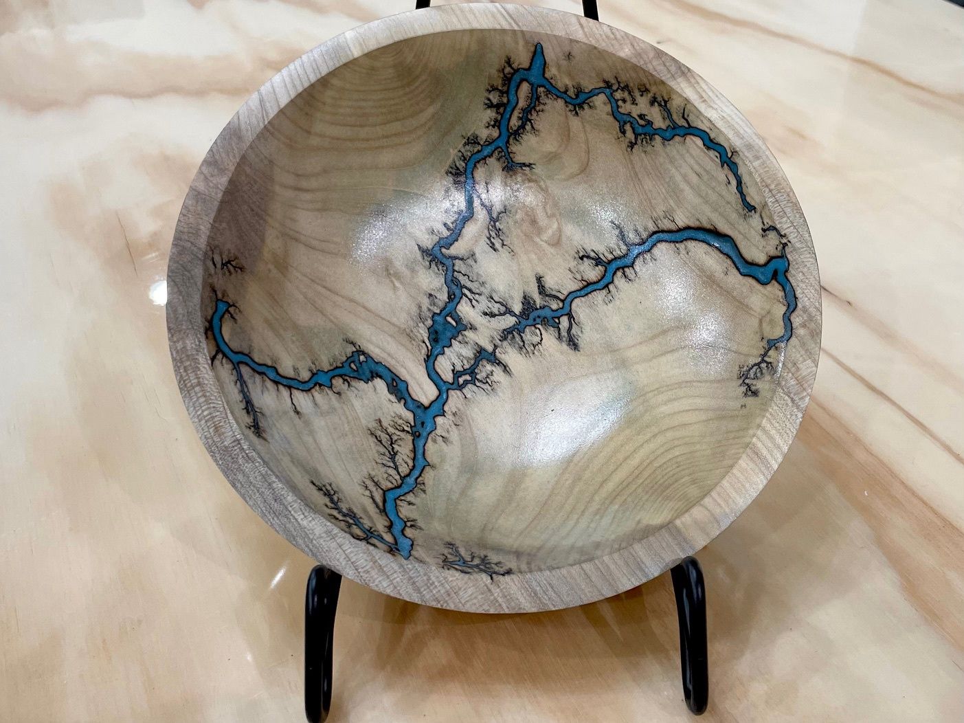 “Bowl- 7.5&quot; Magnolia wood and glow Resin by Turned and Burned”